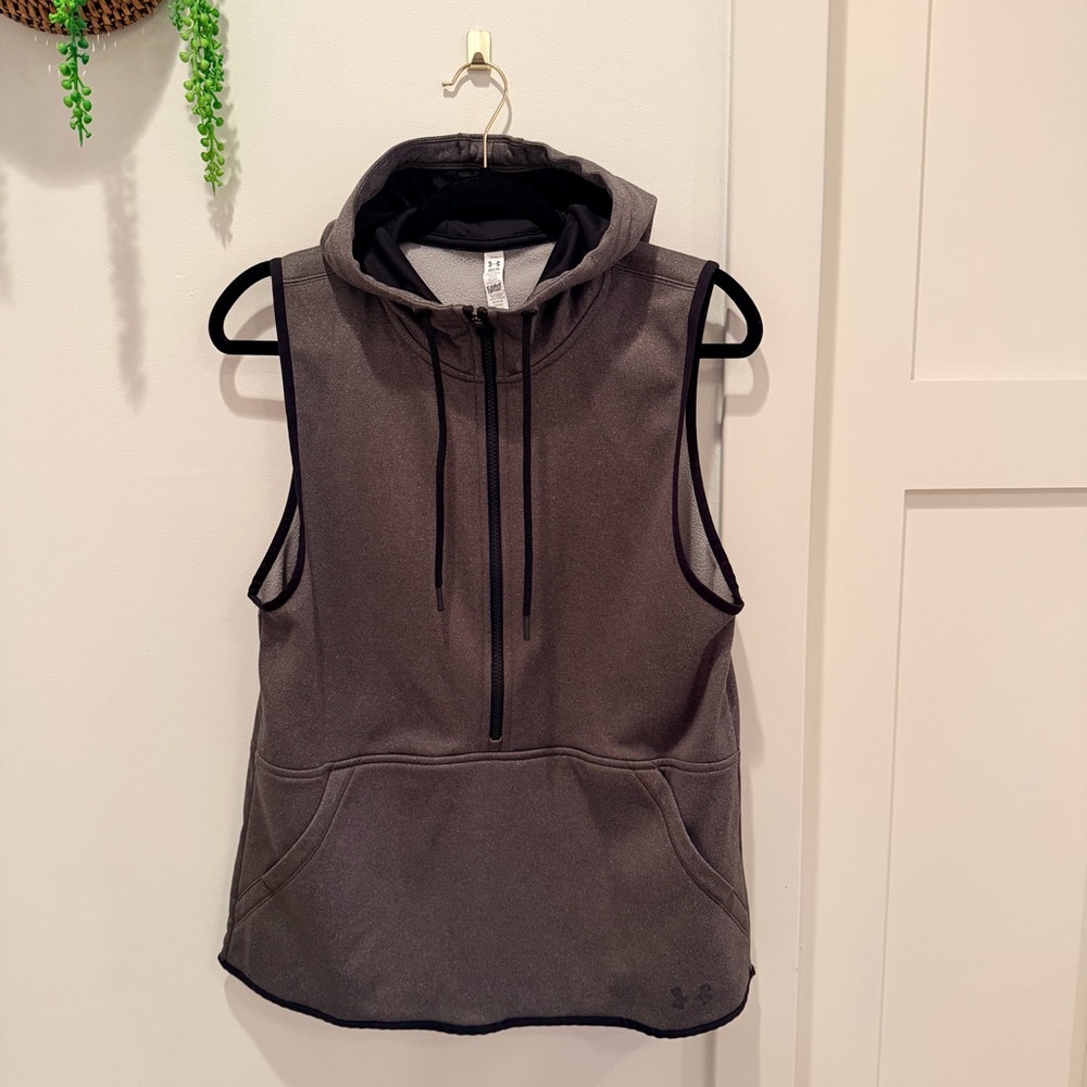 Under Armour Storm Cold Gear Charcoal Sleeveless Hoodie Vest Men's Size Medium